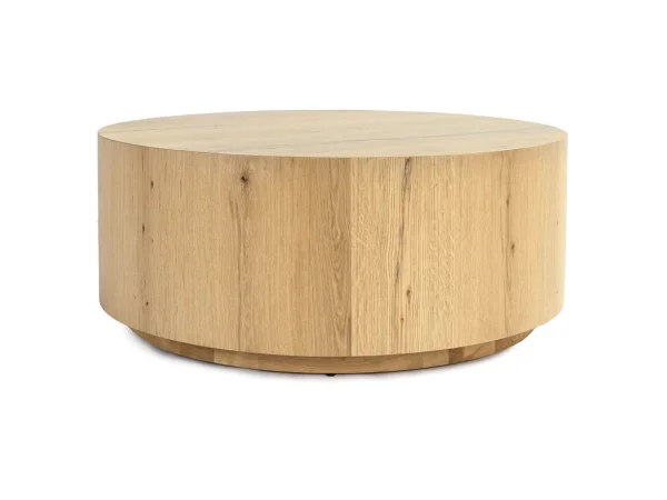 Layne Solid Wood Round Coffee Table With Casters – True Natural Cocktail & Coffee Tables Brown