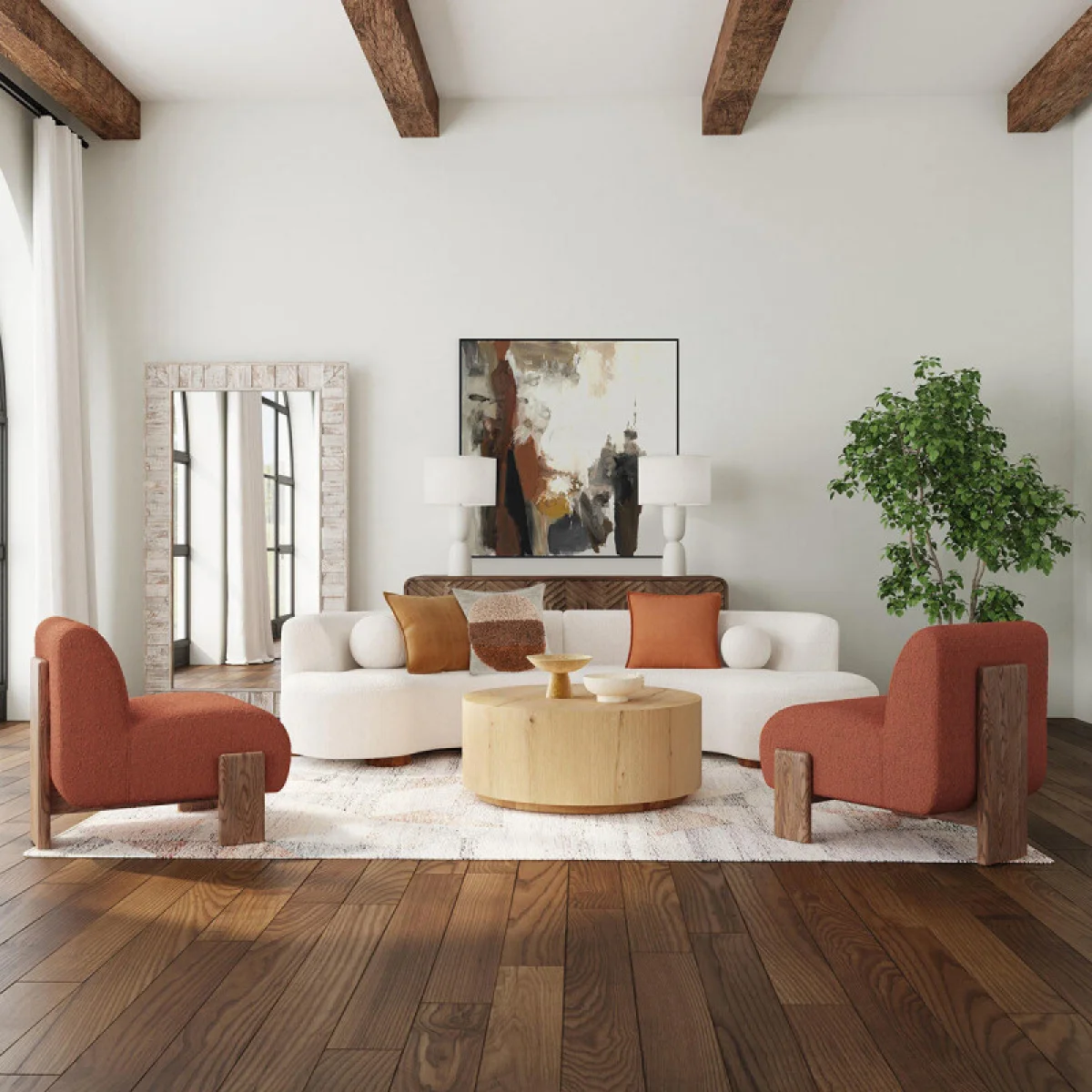 Layne Solid Wood Round Coffee Table With Casters – True Natural Cocktail & Coffee Tables Brown 9