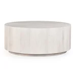 Layne Solid Wood Round Coffee Table With Casters – Milk White Cocktail & Coffee Tables Classic Home 10