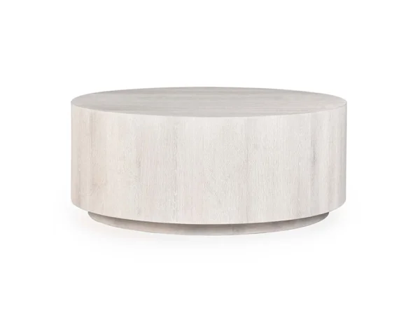 Layne Solid Wood Round Coffee Table With Casters – Milk White Cocktail & Coffee Tables Classic Home