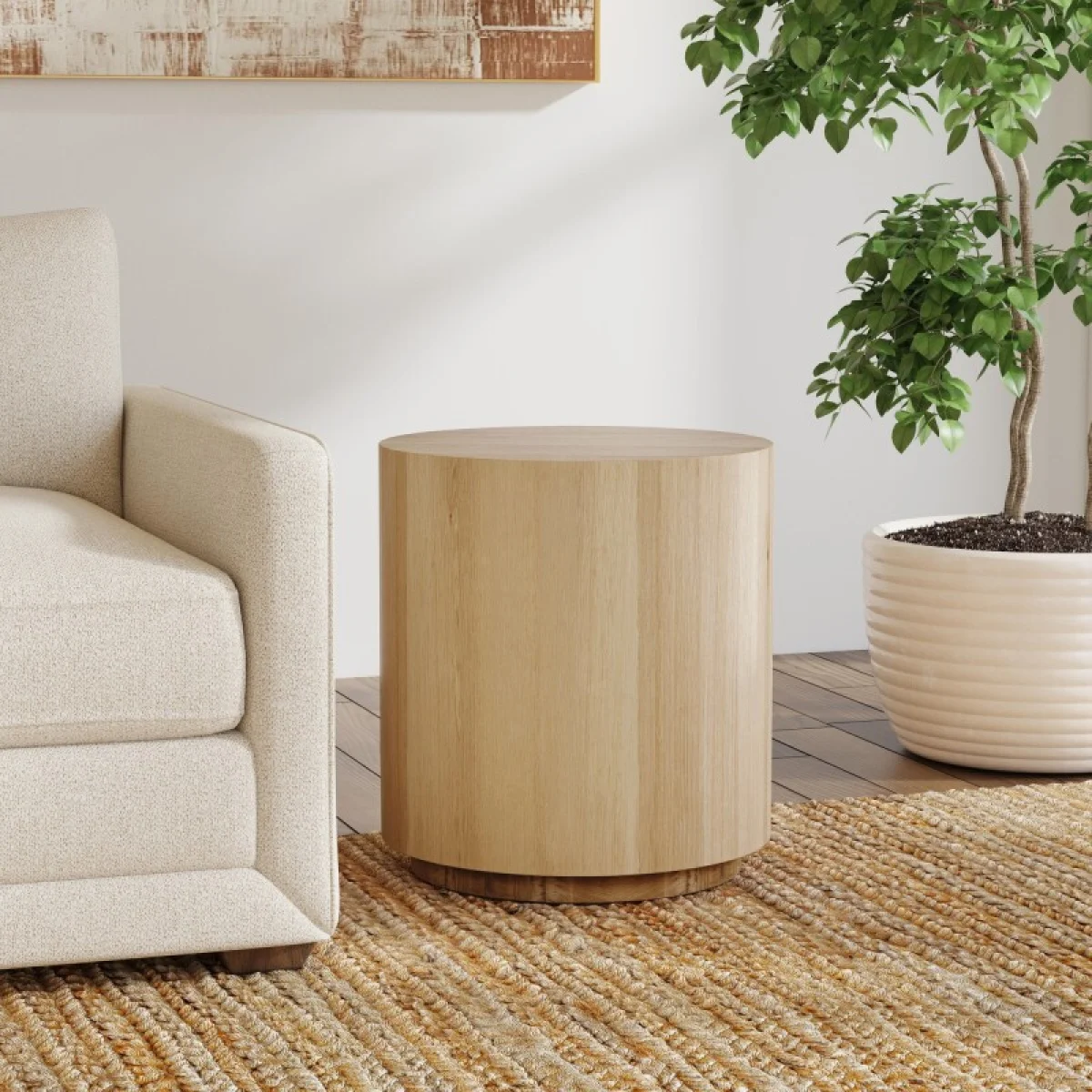 Layne Solid Wood Round End Table – True Natural End tables Brown 9