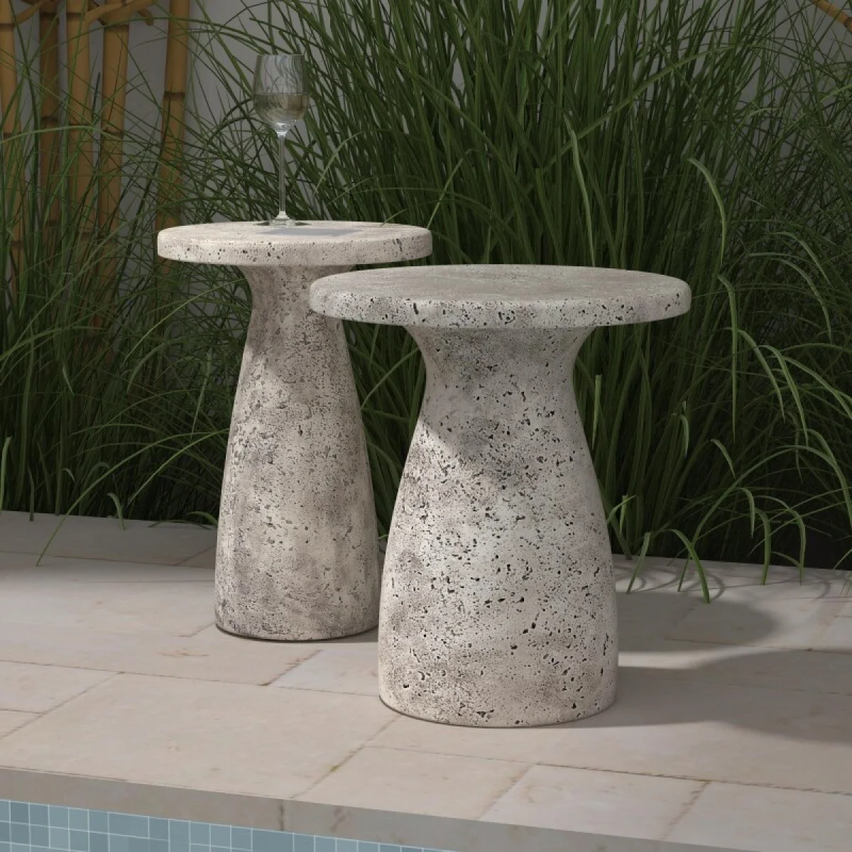 Collins Outdoor Round Accent Table – Light Gray Outdoor Tables Classic Home 9