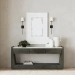 Tori Solid Wood Rectangle Console Table Console Tables Antique Gray 21