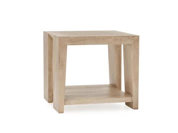 Troy Solid Wood Square End Table – Aged Cream End tables Aged Cream