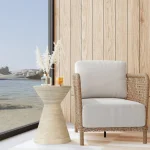 Fern Outdoor Round Accent Table Outdoor Tables Beige 17