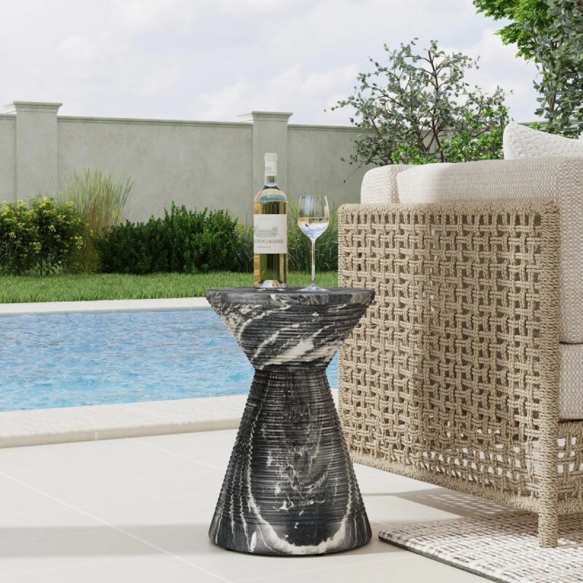 Fern Outdoor Round Accent Table – Black Outdoor Tables black 9
