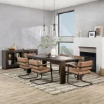 Troy Solid Wood Rectangle Dining Table Dining Tables Brown 19