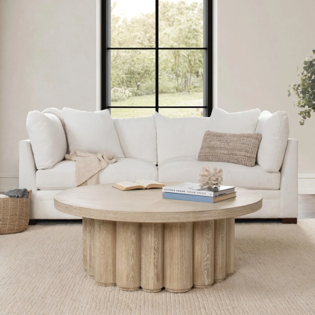 Tiber Solid Wood Round Coffee Table Cocktail & Coffee Tables Classic Home 12