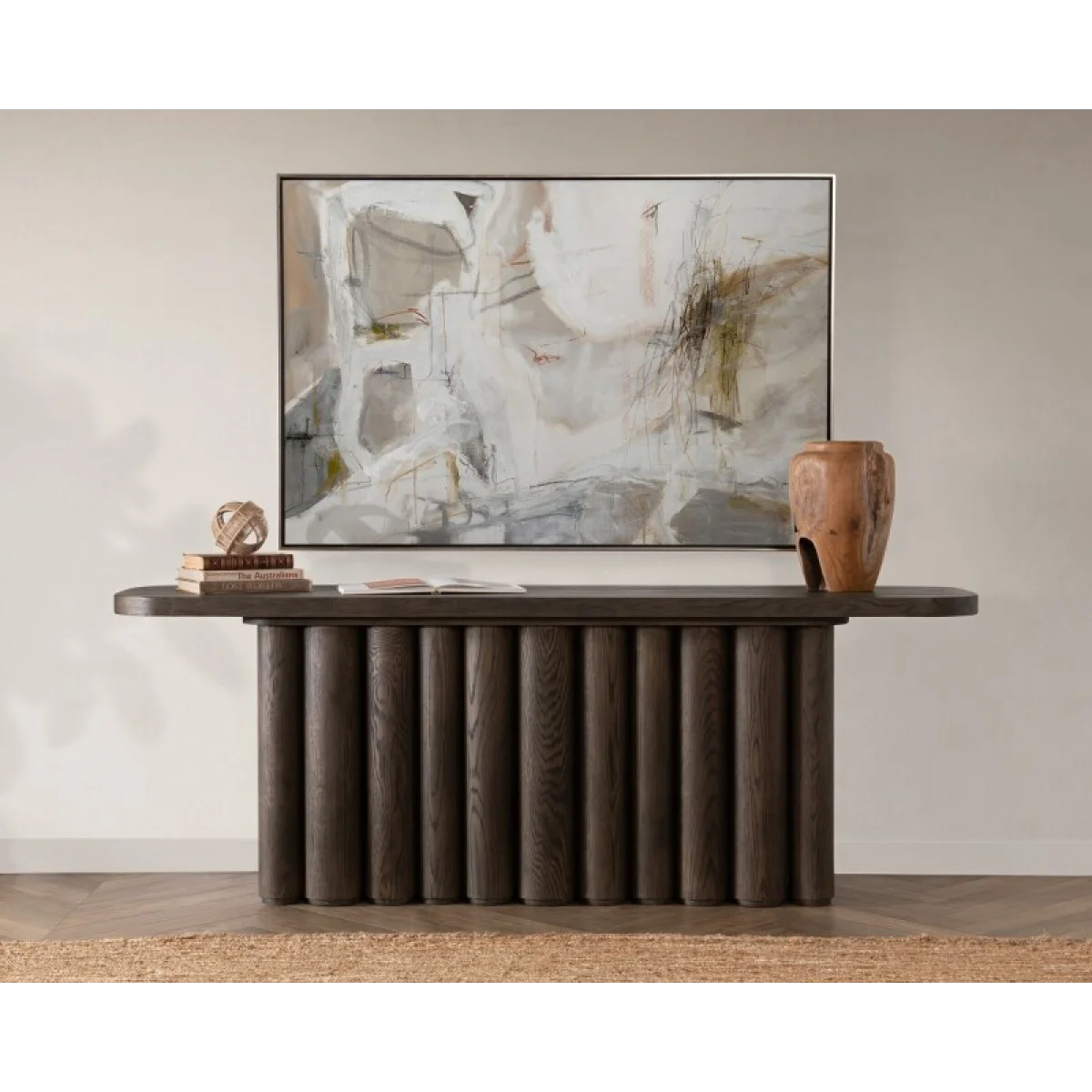 Tiber Solid Wood Rectangle Console Table Console Tables Brown 12