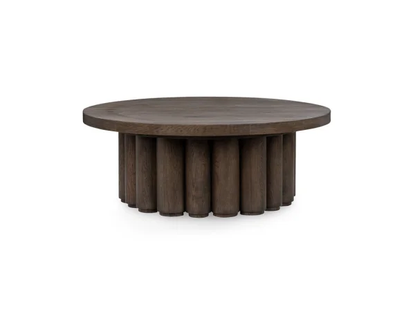 Tiber Solid Wood Round Coffee Table Cocktail & Coffee Tables Brown