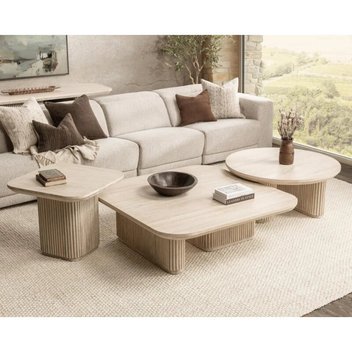 Vander Solid Wood Round Coffee Table Cocktail & Coffee Tables Classic Home 9
