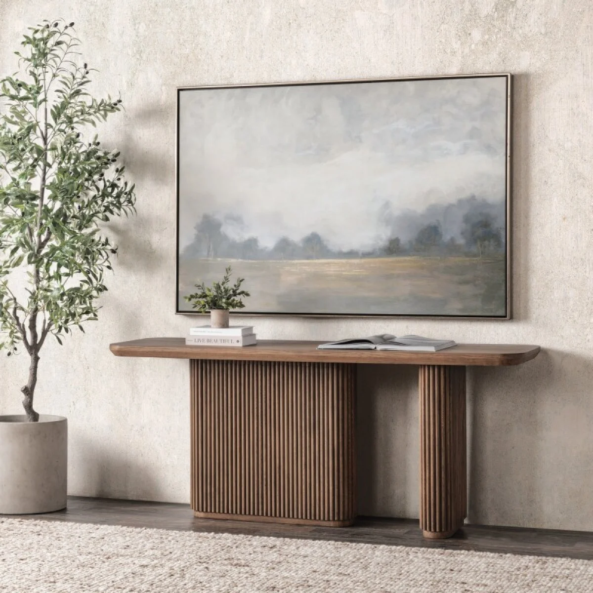 Vander Solid Wood Rectangle Console Table Console Tables Brown 14