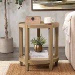 Devin Solid Wood Round End Table End tables Brown 22 Devin Solid Wood Round End Table End tables Brown 22