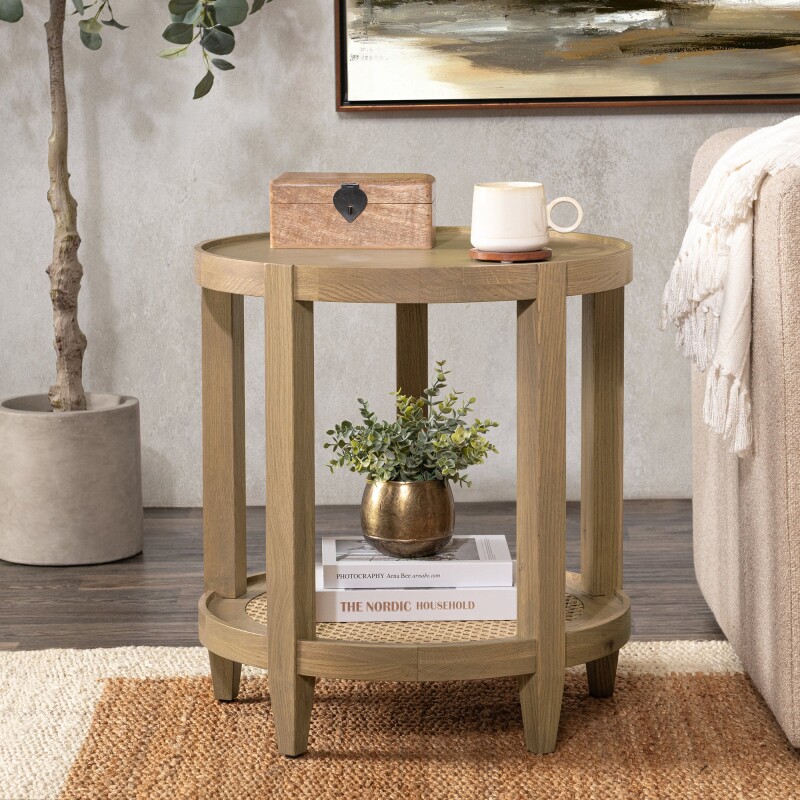 Devin Solid Wood Round End Table End tables Brown 12 Devin Solid Wood Round End Table End tables Brown 12