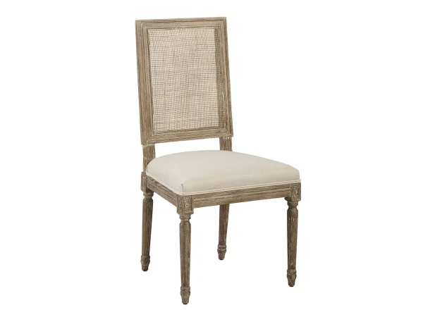 Linen & Oak Caned Back Side Chair Chairs & Benches Brown