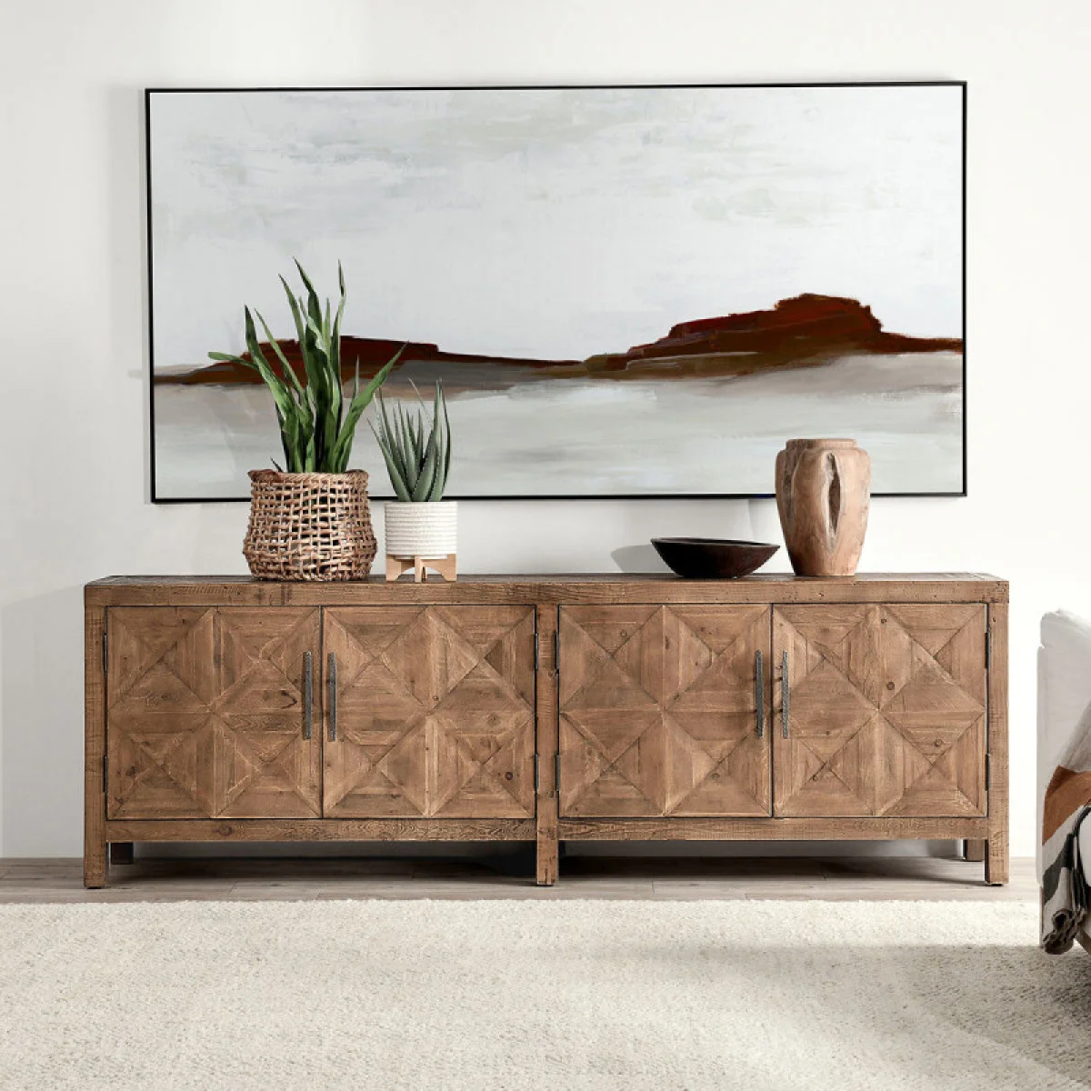 Elani Solid Wood 4dr Cabinet Dining Storage Brown 11