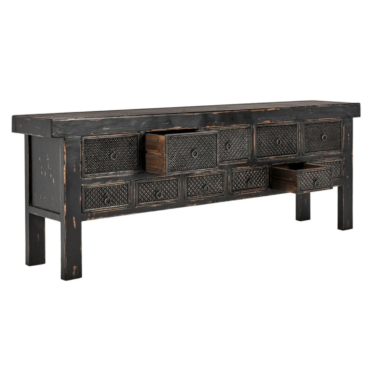 Lahey Solid Wood 11dwr Rectangle Console Table Console Tables Antique Black 8