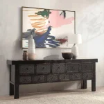 Lahey Solid Wood 11dwr Rectangle Console Table Console Tables Antique Black 24
