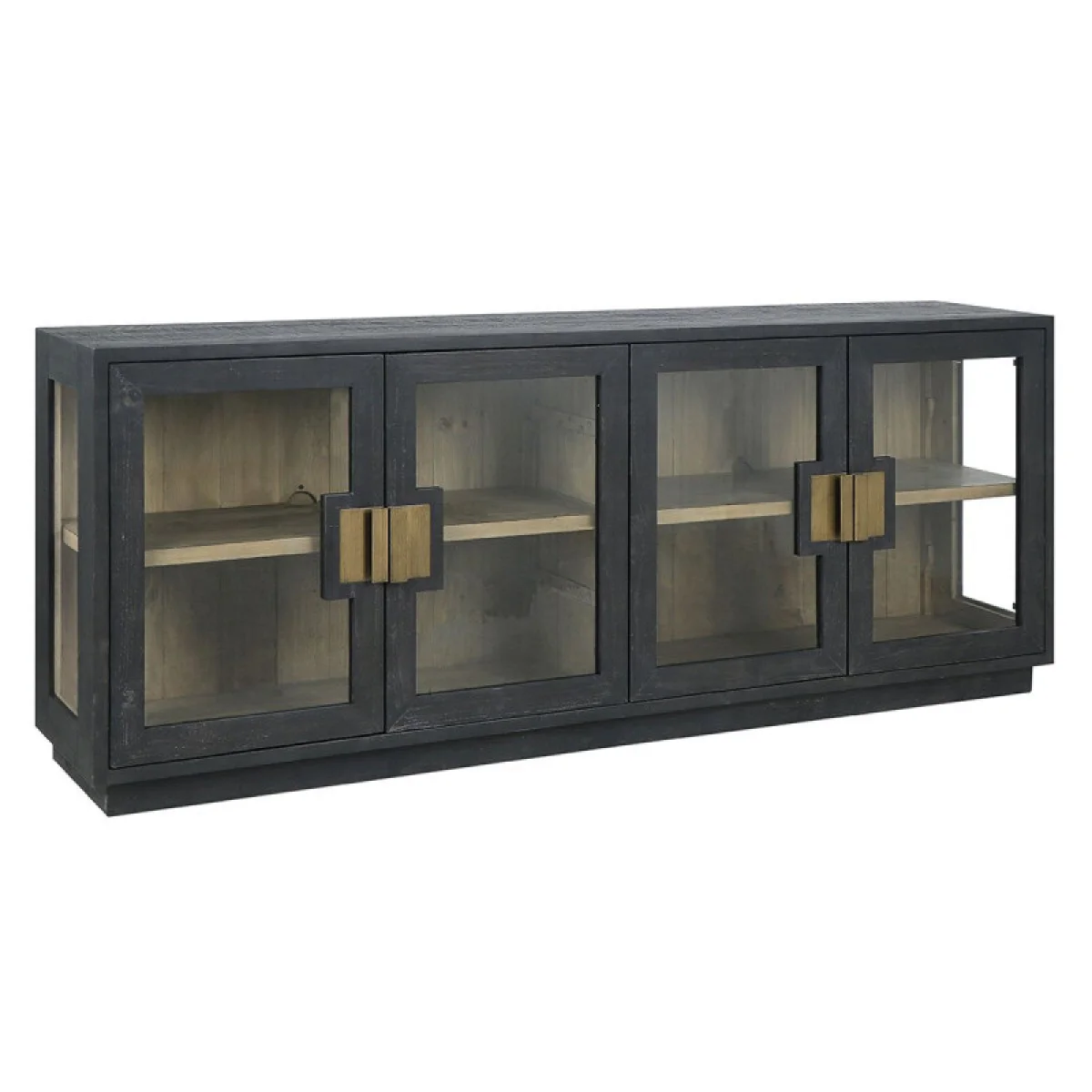 Larson Solid Wood 4dr Cabinet Dining Storage black 4