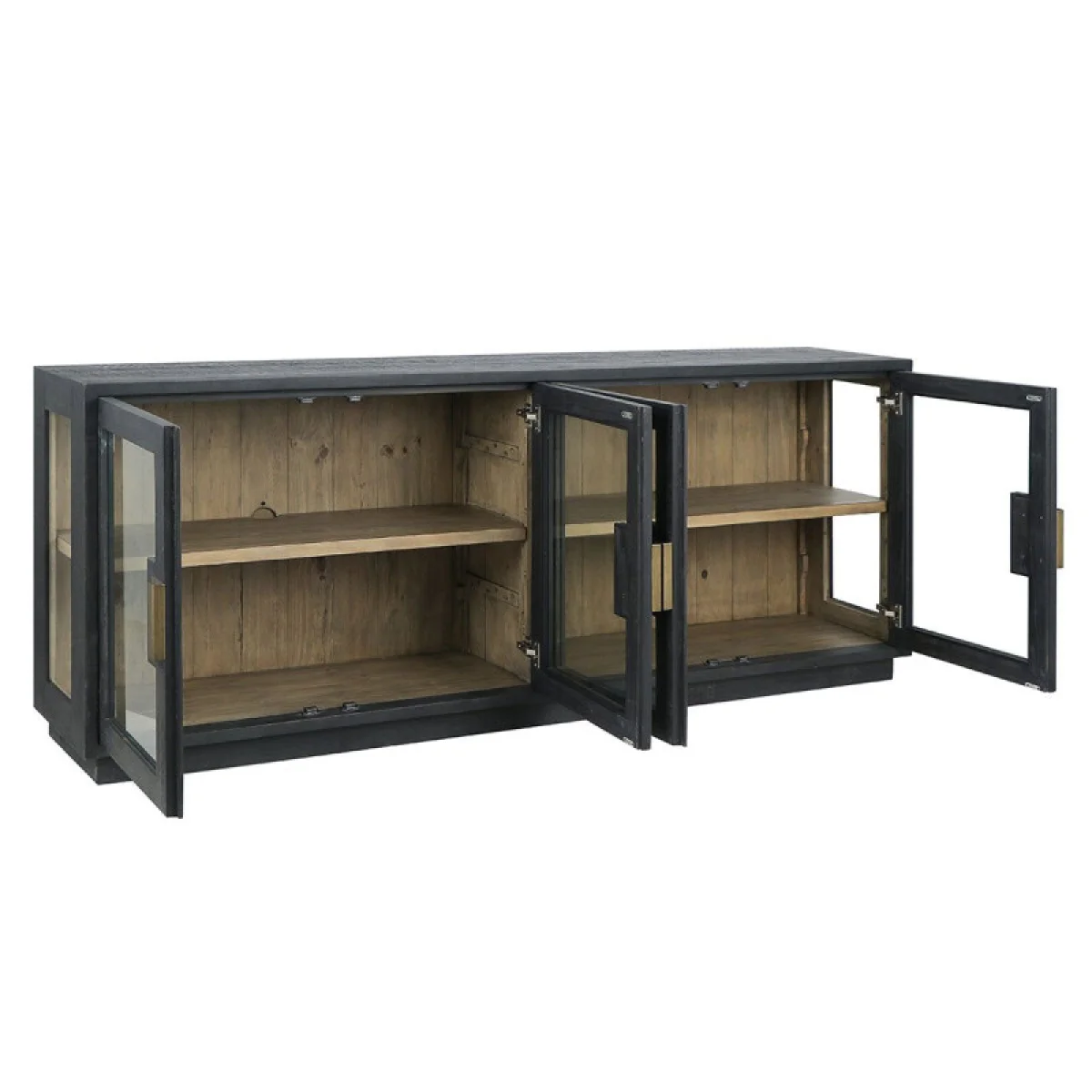 Larson Solid Wood 4dr Cabinet Dining Storage black 9