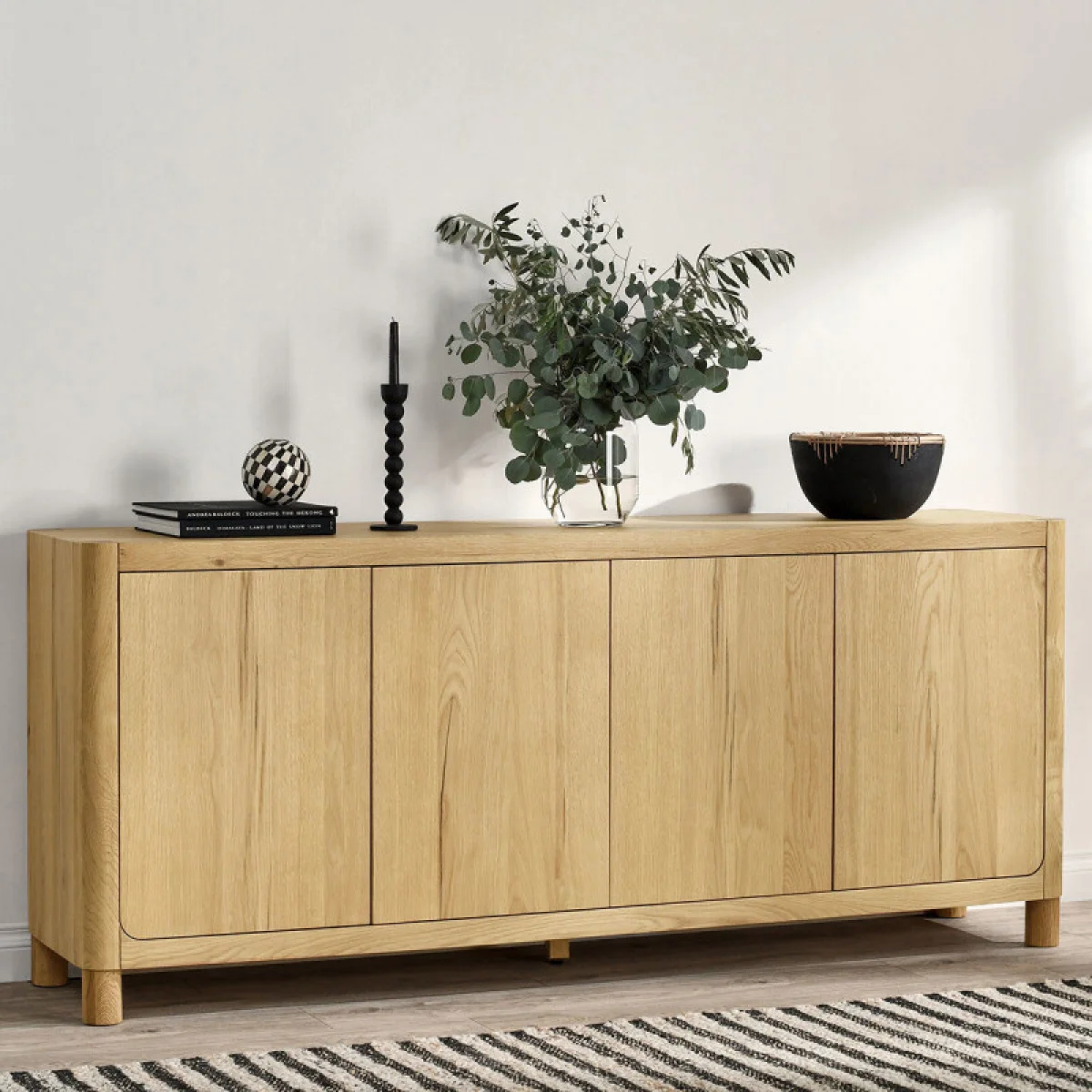 Orlando Solid Wood 4dr Buffet – True Natural Dining Storage Brown 12