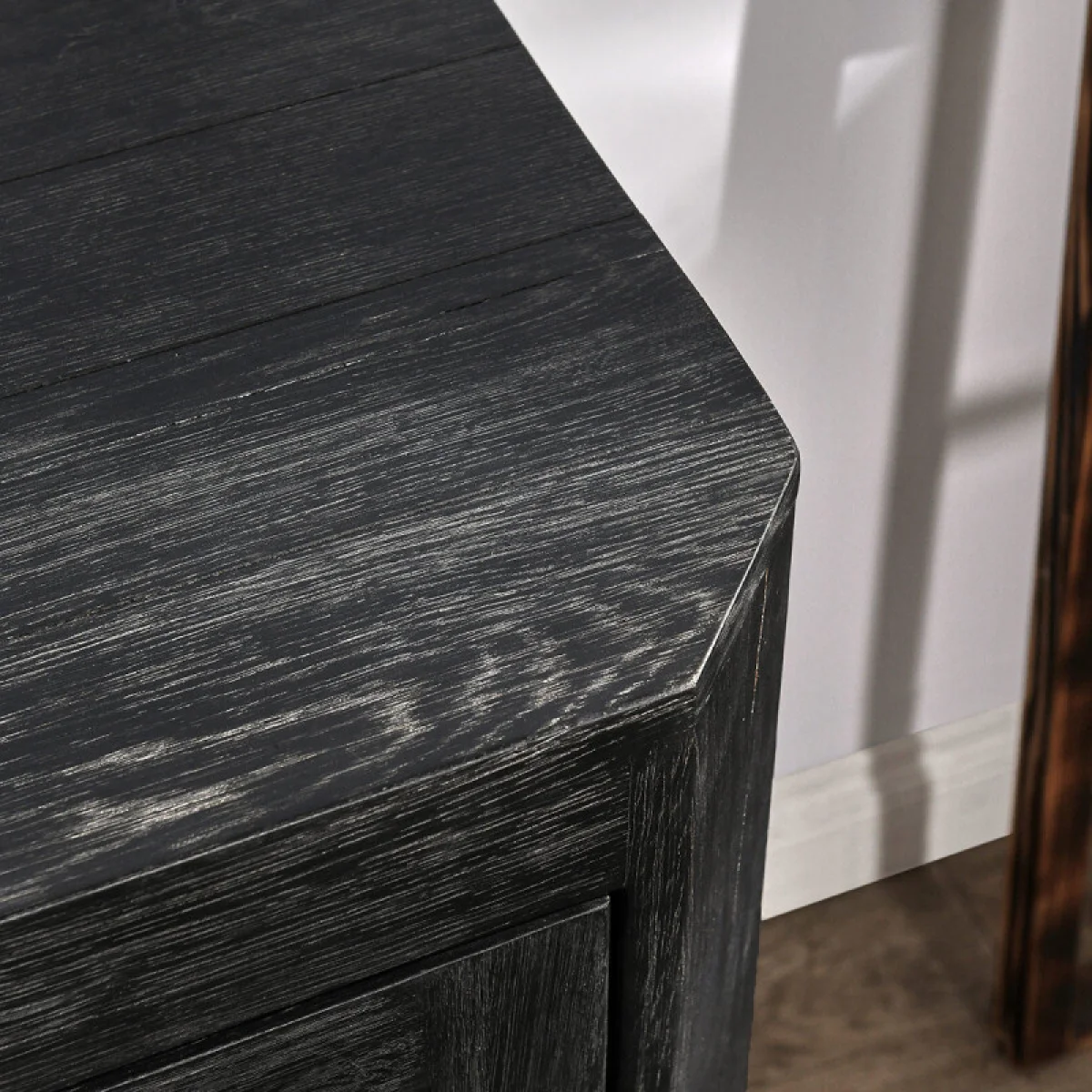 Macarthur Solid Wood 4dr Cabinet Dining Storage Aged Black 12