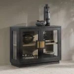 Larson Solid Wood 2dr Cabinet Dining Storage black 24