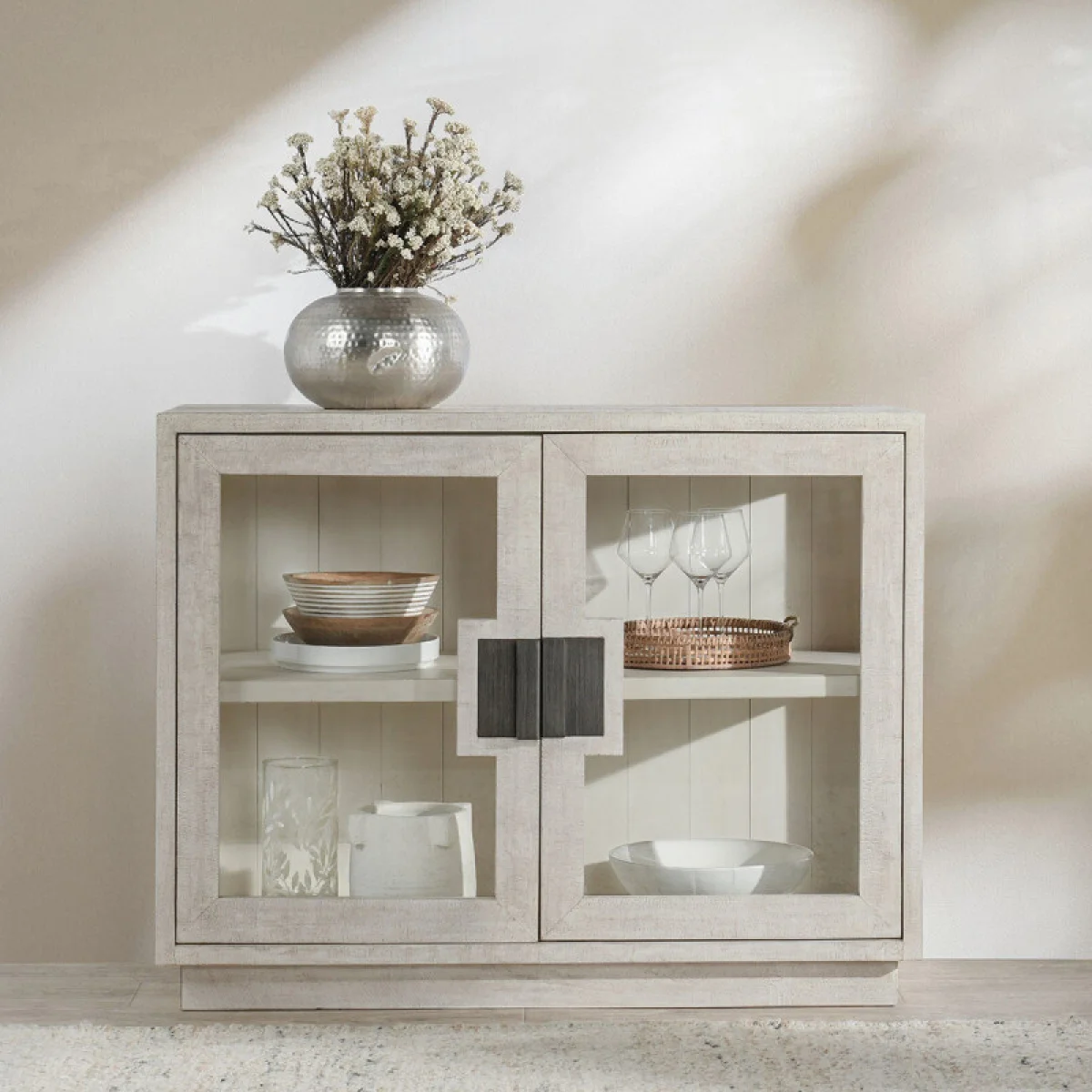 Larson Solid Wood 2dr Cabinet – White Wash Dining Storage Classic Home 13