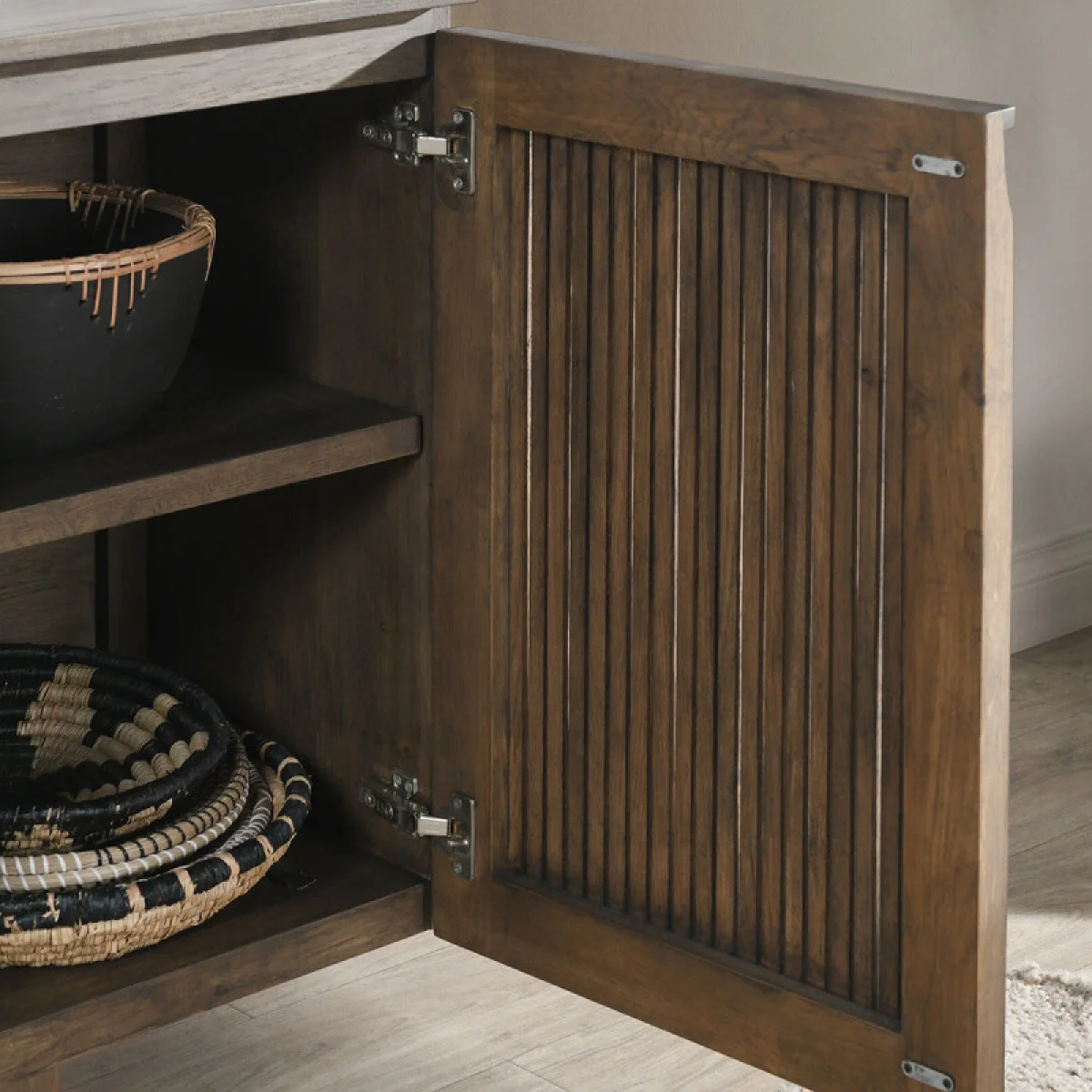 Roya Solid Wood 4dr Cabinet Dining Storage Brown 13