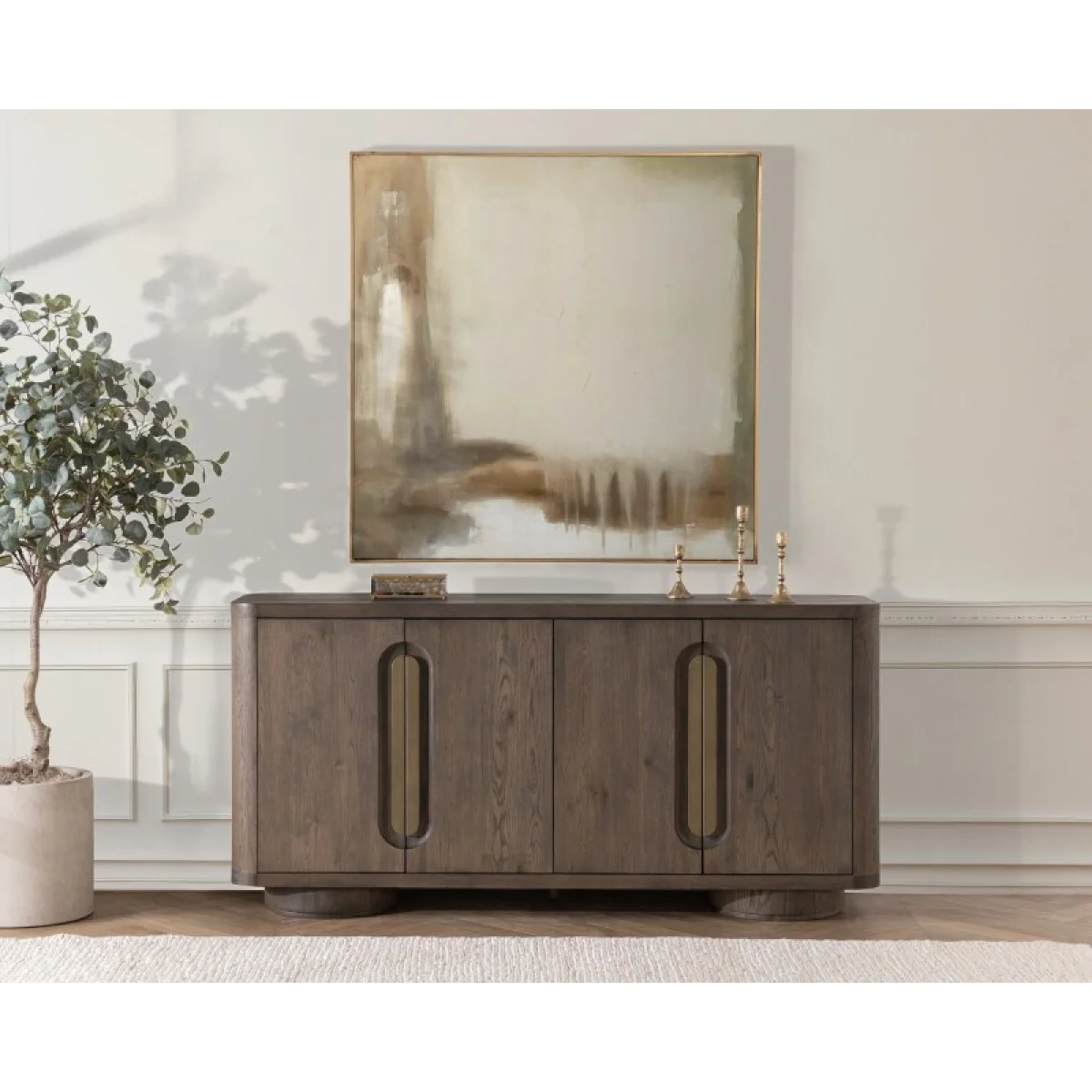 Tiber Solid Wood 4dr Buffet Dining Storage Brown 14