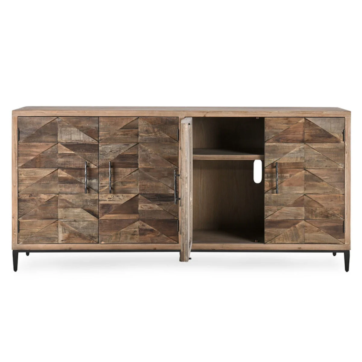 Maverick Solid Wood 4dr Cabinet Dining Storage Brown 8