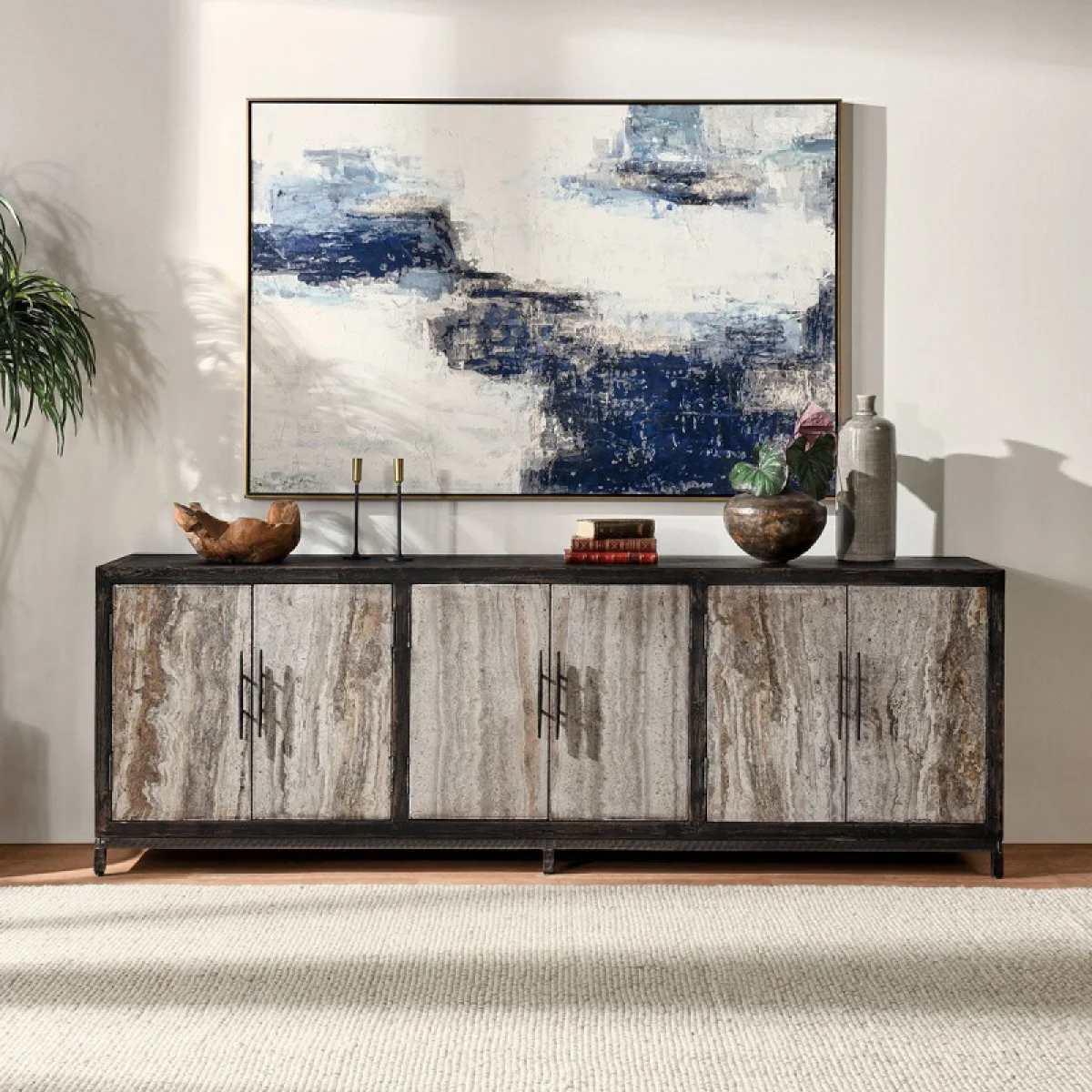 Lisbon Solid Wood 6dr Cabinet Dining Storage black 11