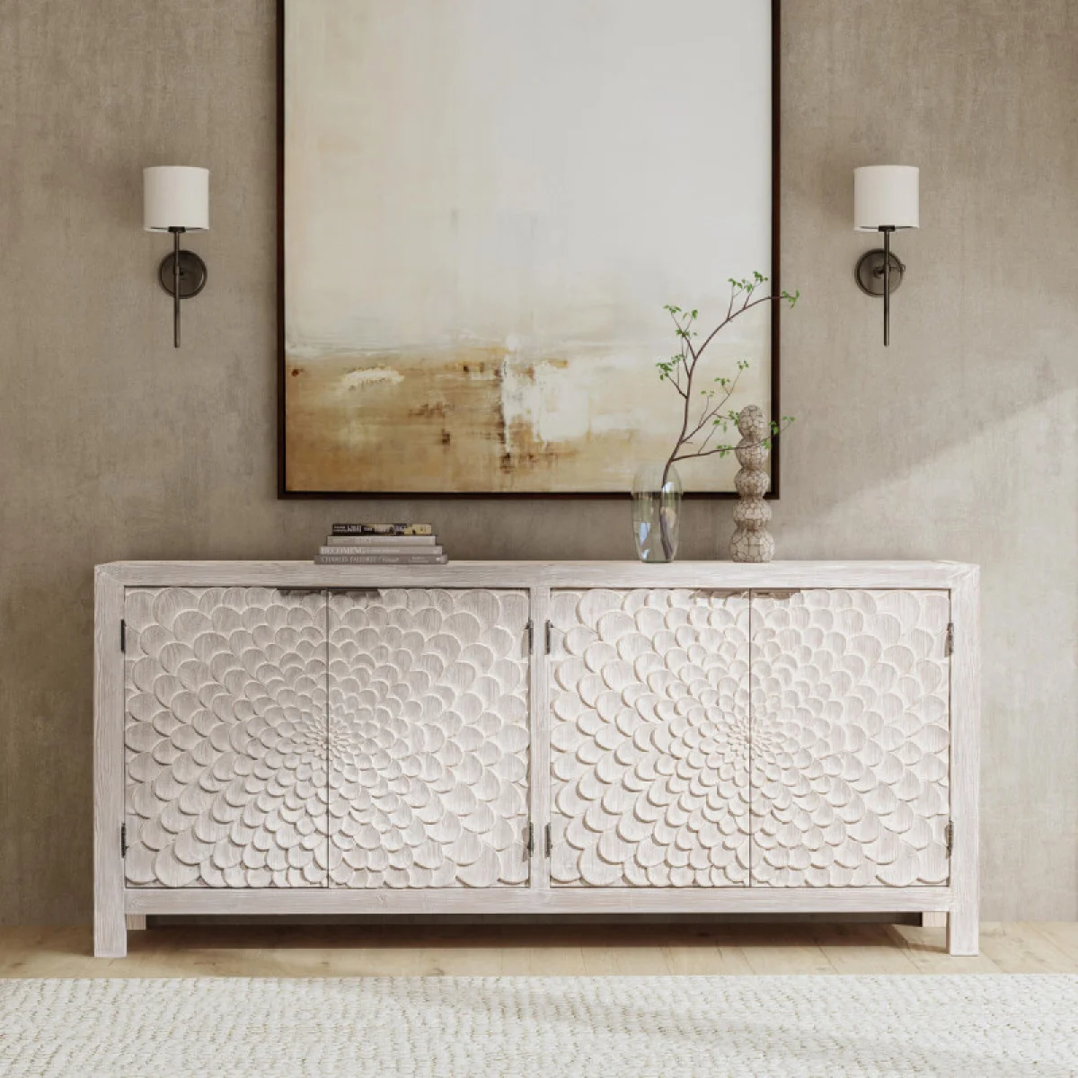 Astrid Solid Wood 4dr Cabinet Dining Storage Classic Home 13