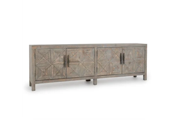 Elani Solid Wood 4dr Cabinet – Timeworn Gray Dining Storage Classic Home