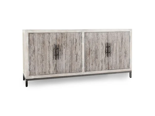 Elani Solid Wood 4dr Cabinet – Timeworn Gray Dining Storage Classic Home 25