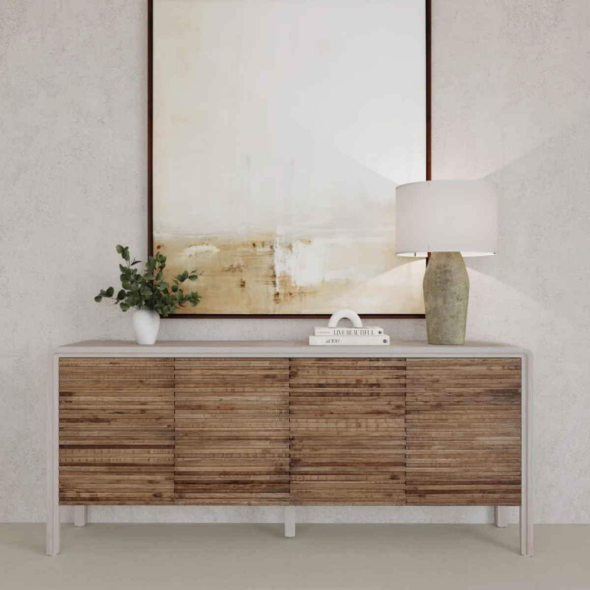 Elodie Solid Wood 4dr Cabinet – Beige-natural Dining Storage Beige/Natural 13