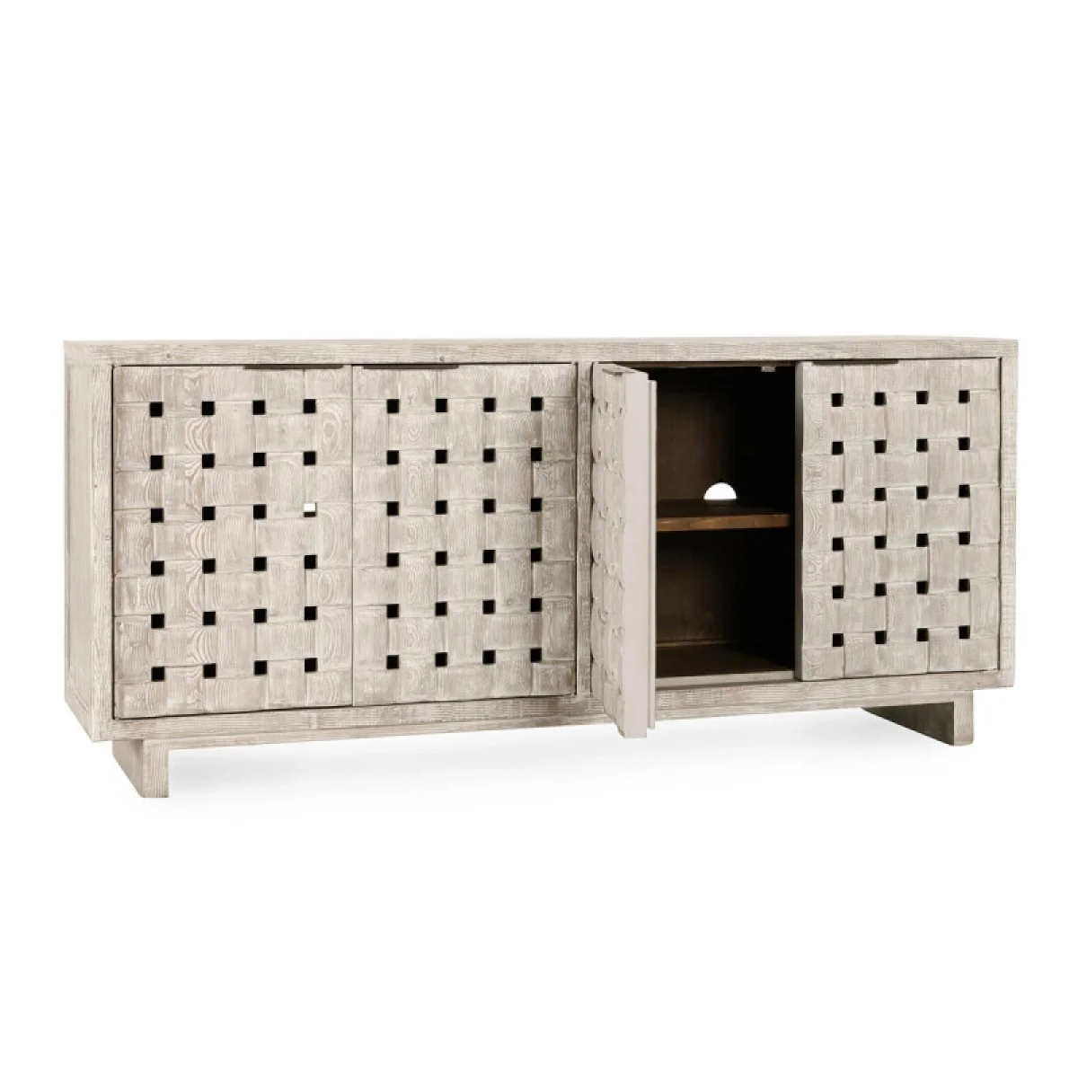 Bast Solid Wood 4dr Cabinet – Timeworn Cream Dining Storage Classic Home 7