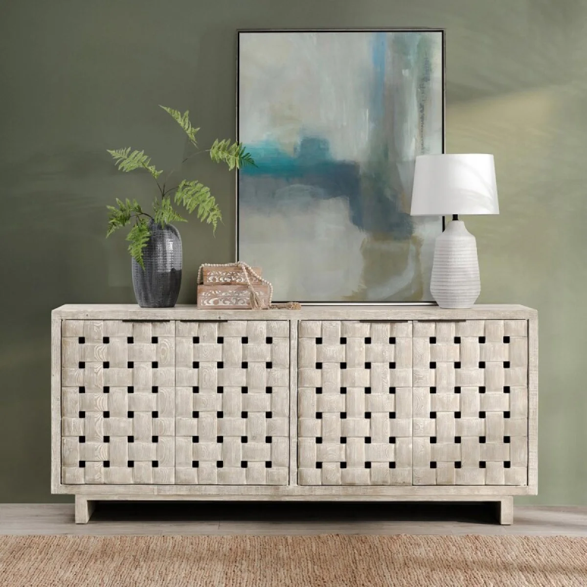 Bast Solid Wood 4dr Cabinet – Timeworn Cream Dining Storage Classic Home 13