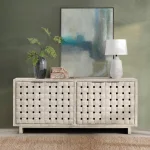 Bast Solid Wood 4dr Cabinet – Timeworn Cream Dining Storage Classic Home 25