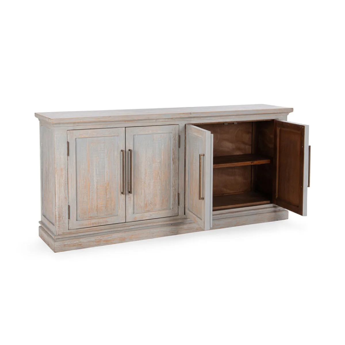 Janes Solid Wood 4dr Cabinet Dining Storage Blue Washed 9