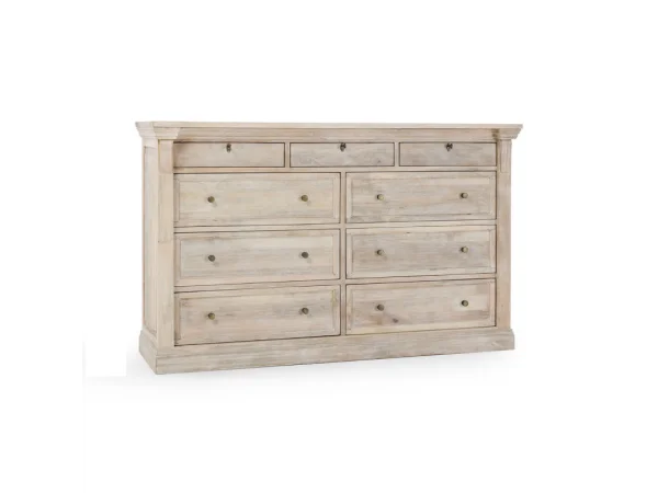 Adelaide Solid Wood 9dwr Dresser – Natural White Wash Dressers Classic Home