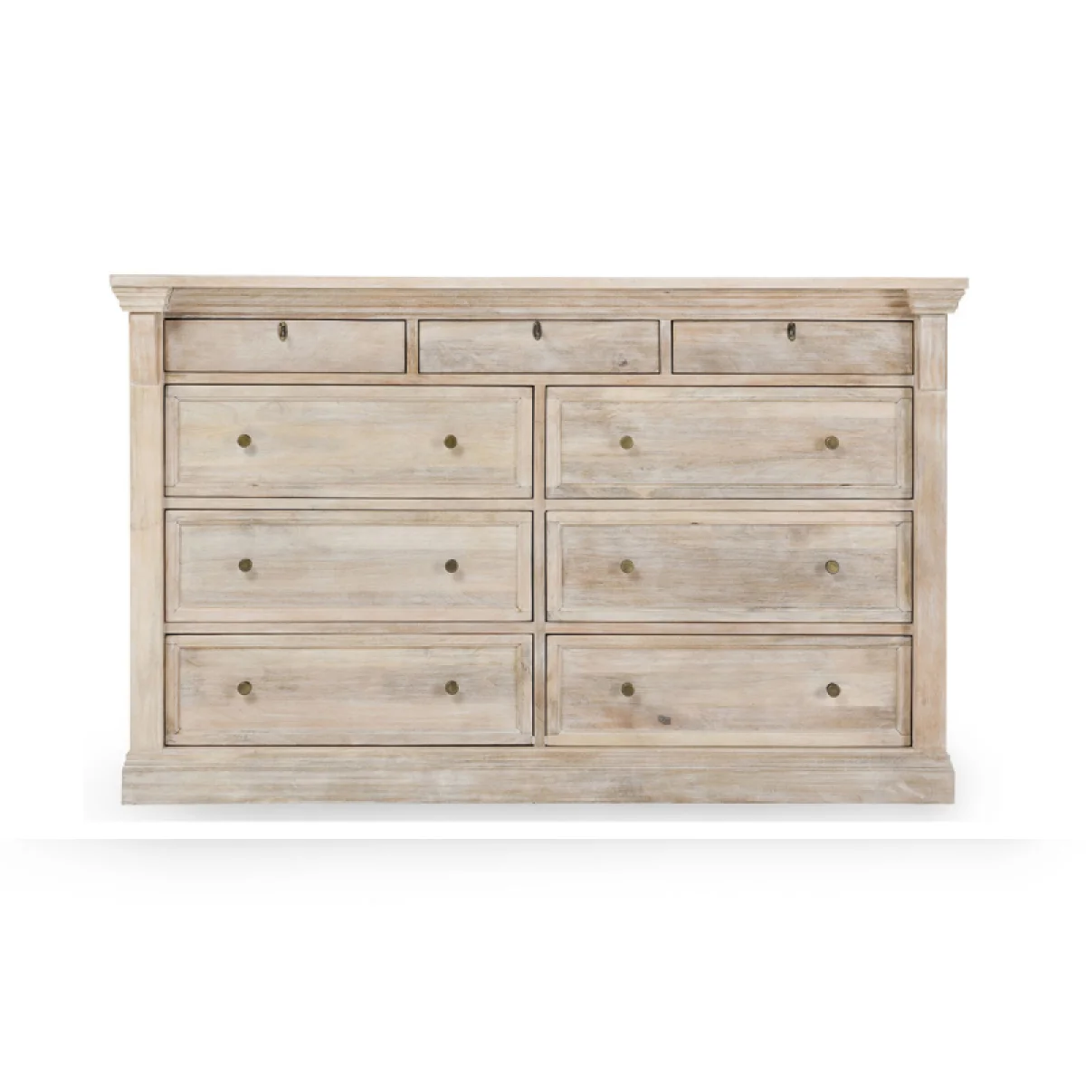 Adelaide Solid Wood 9dwr Dresser – Natural White Wash Dressers Classic Home 6