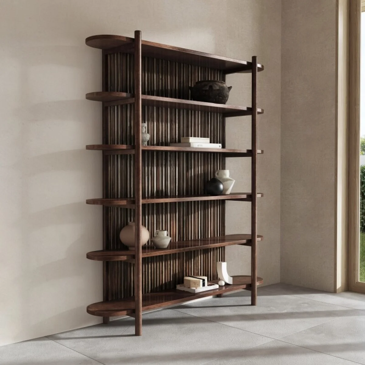 Redford 81″ Bookcase Bookcases Bark Brown 10