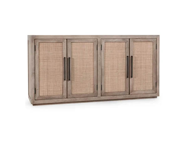 Jensen Cane/wood 4dr Cabinet Dining Storage Classic Home