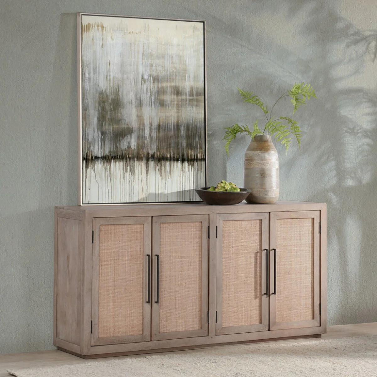 Jensen Cane/wood 4dr Cabinet Dining Storage Classic Home 13