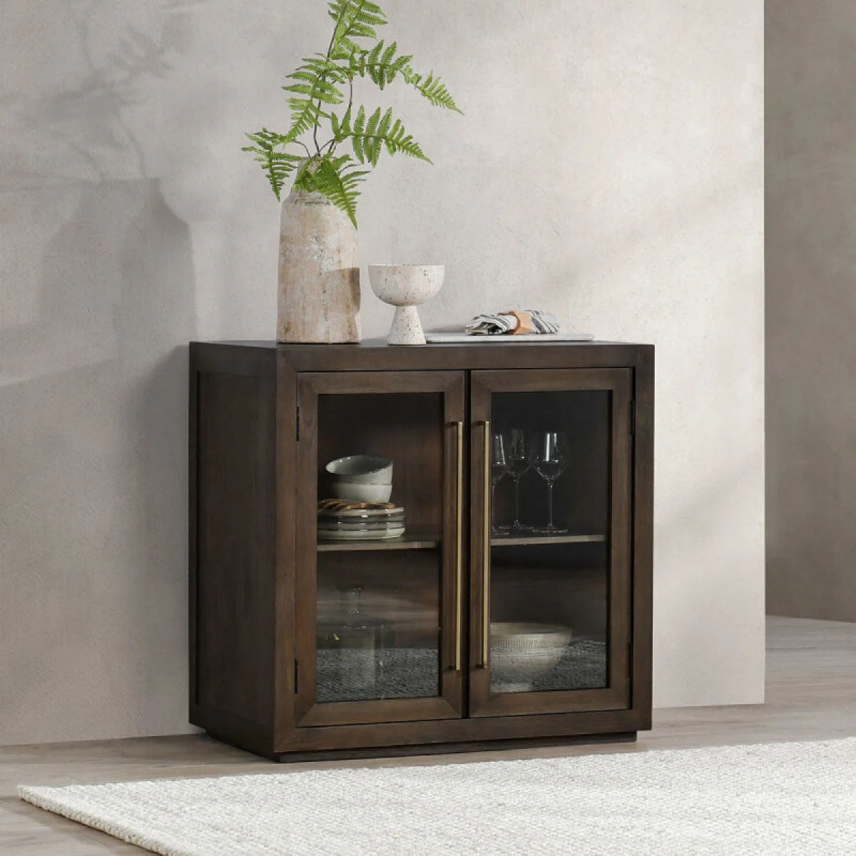 Bradley Solid Wood 2dr Cabinet Dining Storage Brown 13