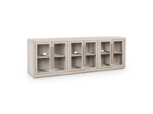 Bradley Solid Wood 6dr Cabinet – White Wash Dining Storage Classic Home