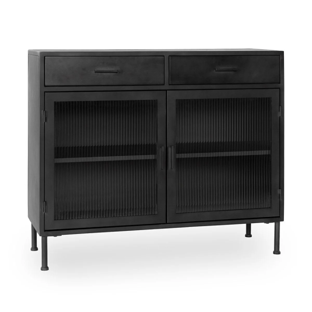 Nore Metal/glass 2dwr 2dr Cabinet Dining Storage black 4