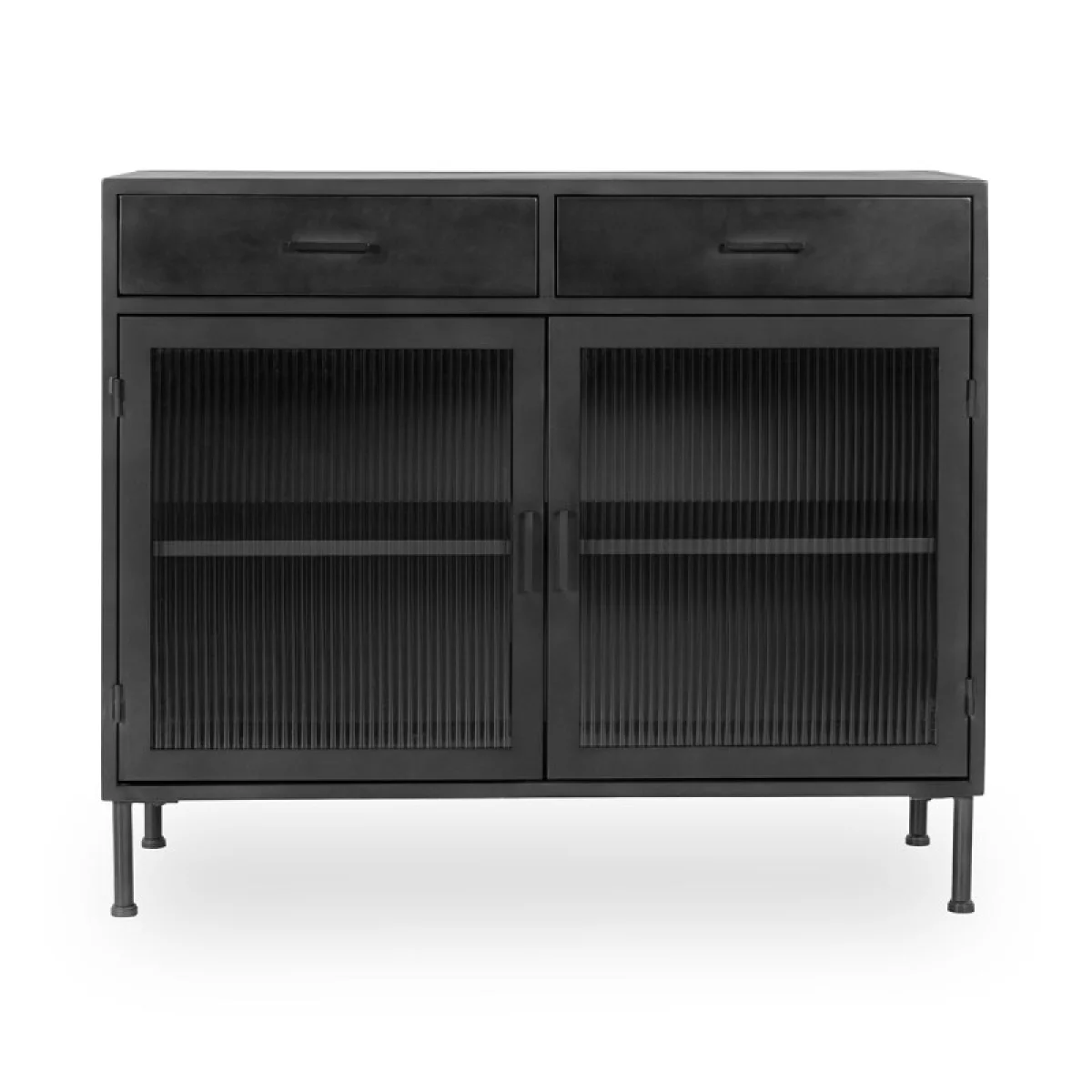 Nore Metal/glass 2dwr 2dr Cabinet Dining Storage black 6