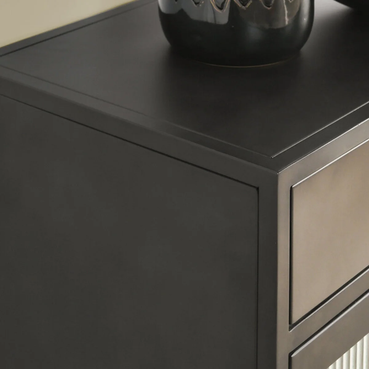 Nore Metal/glass 2dwr 2dr Cabinet Dining Storage black 13